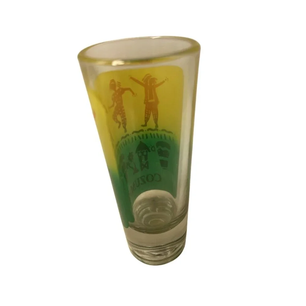 COZUMEL SHOT GLASS 4+Inches Tall‎ COLORFUL GRAPHIC